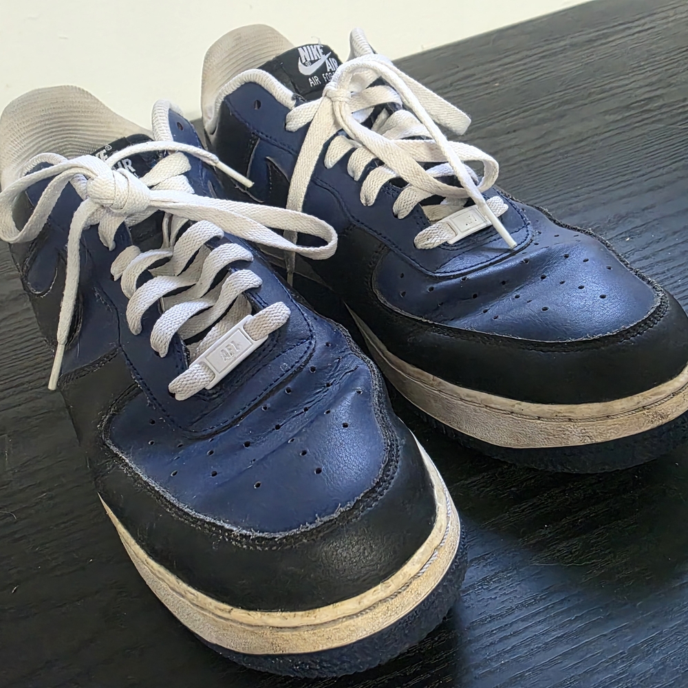 Nike Men's Black and Blue Air Force 1